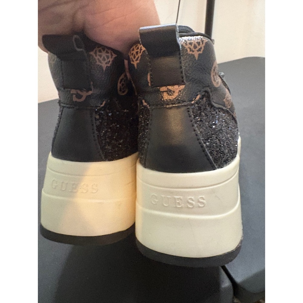 GUESS Lirah Black Glitter Logo Platform Sneakers Womens 10M GWLIRAH Trainer - Picture 4 of 7
